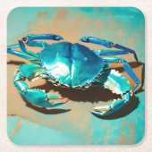 鮮やかモダンカニ スクエアペーパーコースター (正面)