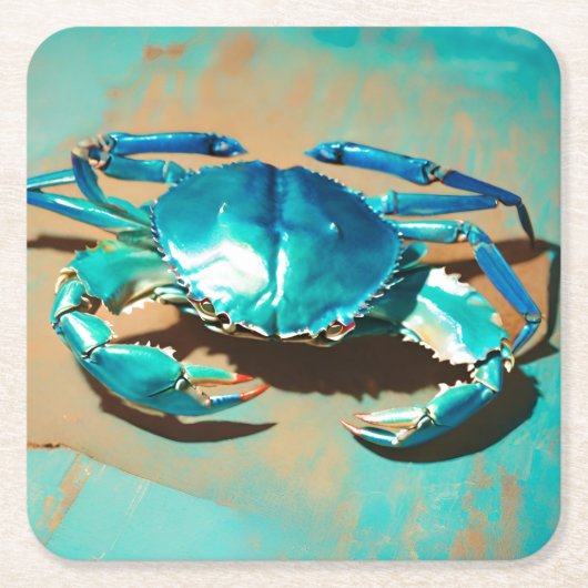 鮮やかモダンカニ スクエアペーパーコースター (正面)