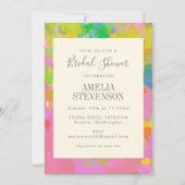 鮮やかモダン抽象芸術カラフルブライダルシャワー 招待状 (正面)