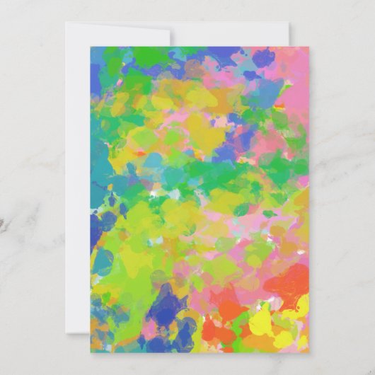 鮮やかモダン抽象芸術カラフルブライダルシャワー 招待状 (裏面)