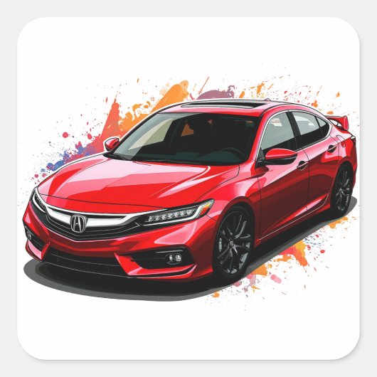 鮮やかモダン車 スクエアシール (正面)