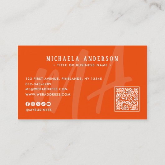 鮮やかモノグモダンラムQRコードおよび社会 名刺 (裏面)
