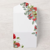 鮮やかユーカリ赤フローラ結婚ズ オールインワン招待状 (外側)