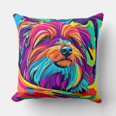 鮮やかヨークシャーテリアアポップ・アートのート クッション (正面)