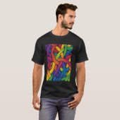 鮮やかレインボーウィーブプライド Tシャツ (正面フル)