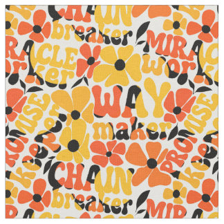 鮮やかレトロクリスチャンフローラタイポグラフィ ファブリック