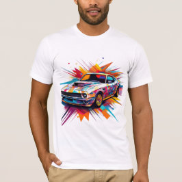 鮮やかレトロマッスルカーアート Tシャツ