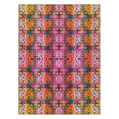 鮮やかレトロ抽象芸術葉パターン テーブルクロス (正面)