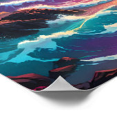 鮮やかレトロ波、はっきりしたレトロのカラフル爆発 ポスター (角)