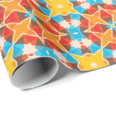 鮮やかレトロ3Dブロックカラー万華鏡のように千変万化するパターンパターン ラッピングペーパー (ロールコーナー)