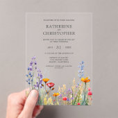 鮮やかワイルドフラワーエレガントな澄ん結婚式 アクリル招待状 (インサイチュ (ポータブル))