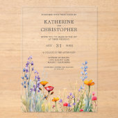 鮮やかワイルドフラワーエレガントな澄ん結婚式 アクリル招待状 (正面)