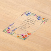 鮮やかワイルドフラワーエレガントな澄ん結婚式 アクリル招待状 (レイダウン)