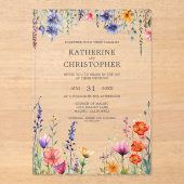 鮮やかワイルドフラワーエレガントな澄ん結婚式 アクリル招待状 (正面)