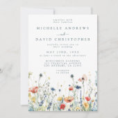 鮮やかワイルドフラワーカラフルQRコードフォト結婚ズ 招待状 (正面)