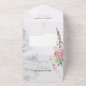 鮮やかワイルドフラワーピンク紫イエローオールインワン オールインワン招待状 (外側)