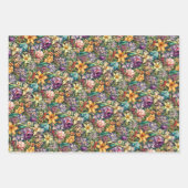 鮮やかヴィンテージスタイル春花模様 ラッピングペーパーシート (正面3)