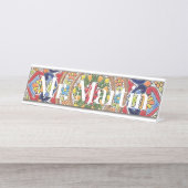 鮮やかヴィンテージスペインのタイル デスクネームプレート (正面)