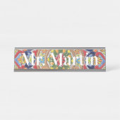 鮮やかヴィンテージスペインのタイル デスクネームプレート (正面)