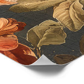 鮮やかヴィンテージフローラ配置 ポスター (角)