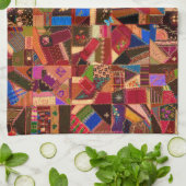 鮮やかヴィンテージ熱狂するキルト キッチンタオル (折り畳み)