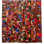 鮮やかヴィンテージ熱狂するキルト シャワーカーテン (正面)