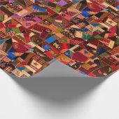 鮮やかヴィンテージ熱狂するキルト ラッピングペーパー (角)