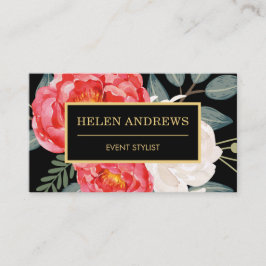 鮮やかヴィンテージ赤フローラ 名刺