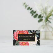 鮮やかヴィンテージ赤フローラ 名刺 (スタンド正面)