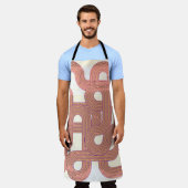 鮮やかヴィンテージ:抽象芸術カラフル線 エプロン (着用した状態)