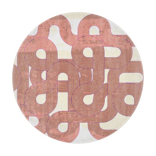 鮮やかヴィンテージ:抽象芸術カラフル線 カッティングボード (正面)