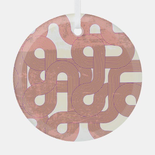 鮮やかヴィンテージ:抽象芸術カラフル線 ガラスオーナメント (正面)