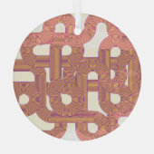 鮮やかヴィンテージ:抽象芸術カラフル線 ガラスオーナメント (裏面)