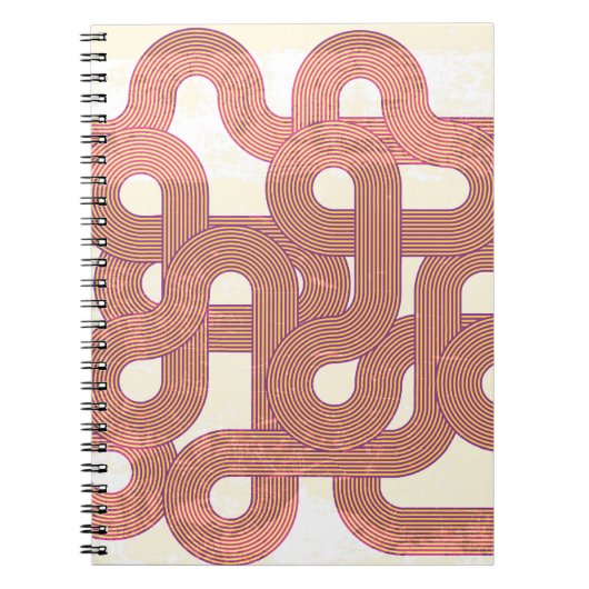 鮮やかヴィンテージ:抽象芸術カラフル線 ノートブック (正面)