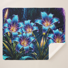 鮮やか光フローラデジタルファンタジー庭園 シェルパブランケット