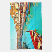 鮮やか地中海のポートデザイン キッチンタオル (縦)