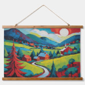 鮮やか夕日の絵を描風景 吊り下げ型タペストリー (正面)