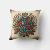 鮮やか夕暮れ時にフローラデザインの間でハチドリ クッション (裏面)