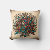 鮮やか夕暮れ時にフローラデザインの間でハチドリ クッション (正面)