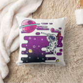 鮮やか宇宙宇宙飛行士レトロイラストレーション クッション (ブランケット)