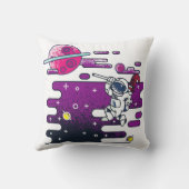 鮮やか宇宙宇宙飛行士レトロイラストレーション クッション (裏面)