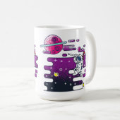 鮮やか宇宙宇宙飛行士レトロイラストレーション コーヒーマグカップ (正面右)
