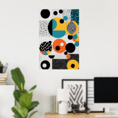 鮮やか幾何ポップ・アートのアートはっきりした- & カラフル ポスター (ホームオフィス)