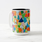 鮮やか幾何学的パタカラフルーン詳モダン細 ツートーンマグカップ (正面左)