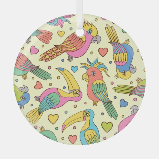 鮮やか幾何学的モザイクモダン：シームレス ガラスオーナメント (正面)