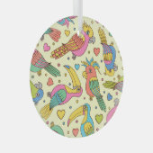 鮮やか幾何学的モザイクモダン：シームレス ガラスオーナメント (正面右)