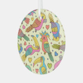 鮮やか幾何学的モザイクモダン：シームレス ガラスオーナメント (正面左)