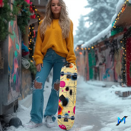 鮮やか幾何学的抽象芸術アーコンテンポラリート スケートボード