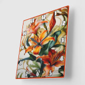 鮮やか抽象デザインのユリカラフルー スクエア壁時計 (傾斜)