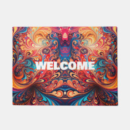 鮮やか抽象デザイン ドアマット